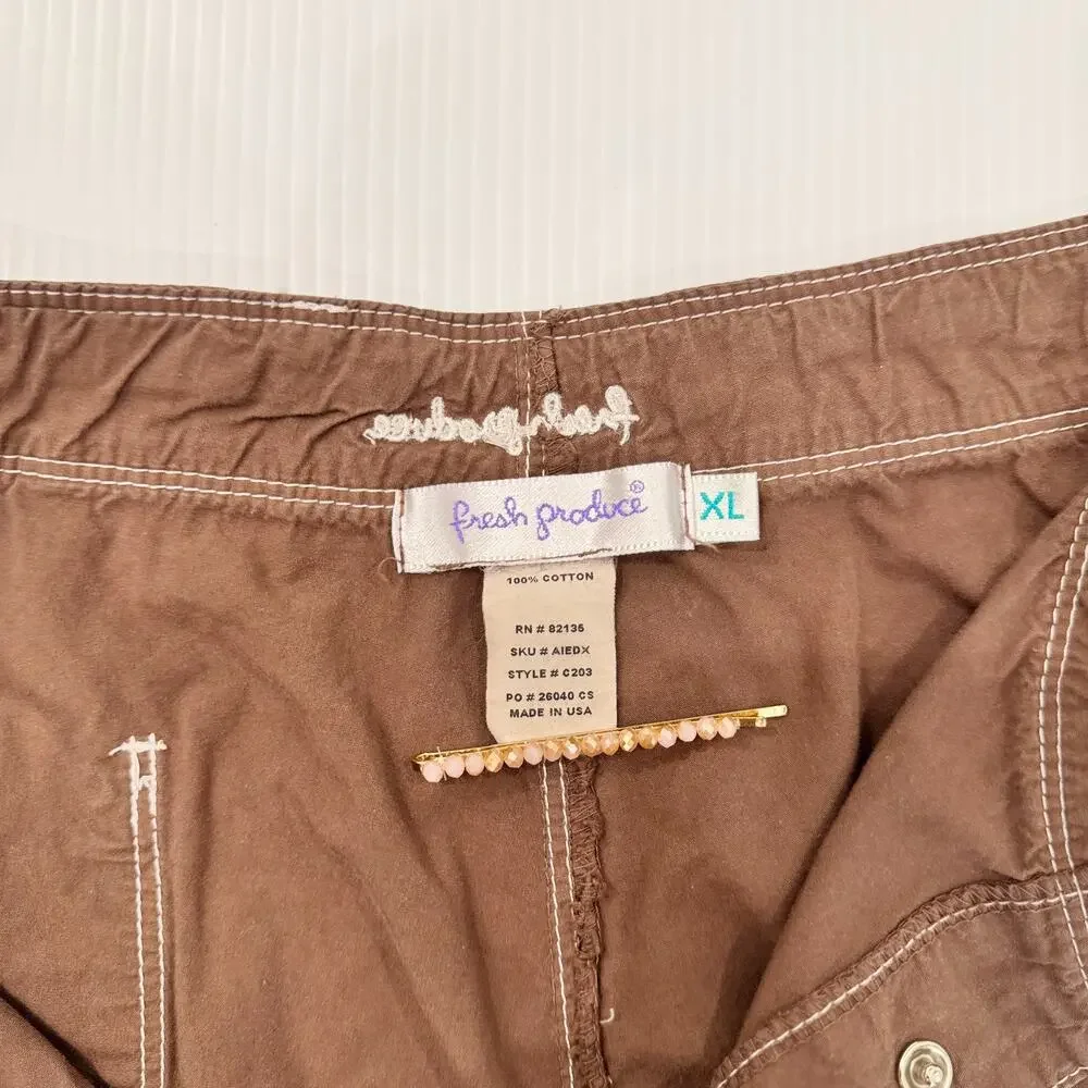 Fresh Produce Capri Pants Brown Cotton Women’s XL Coastal Casual Resort Natural - Picture 10 of 16